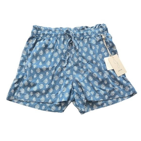 Joie Shorts Womens M Blue Printed Drawstring Pull On 100% Lyocell NWT - Picture 1 of 10